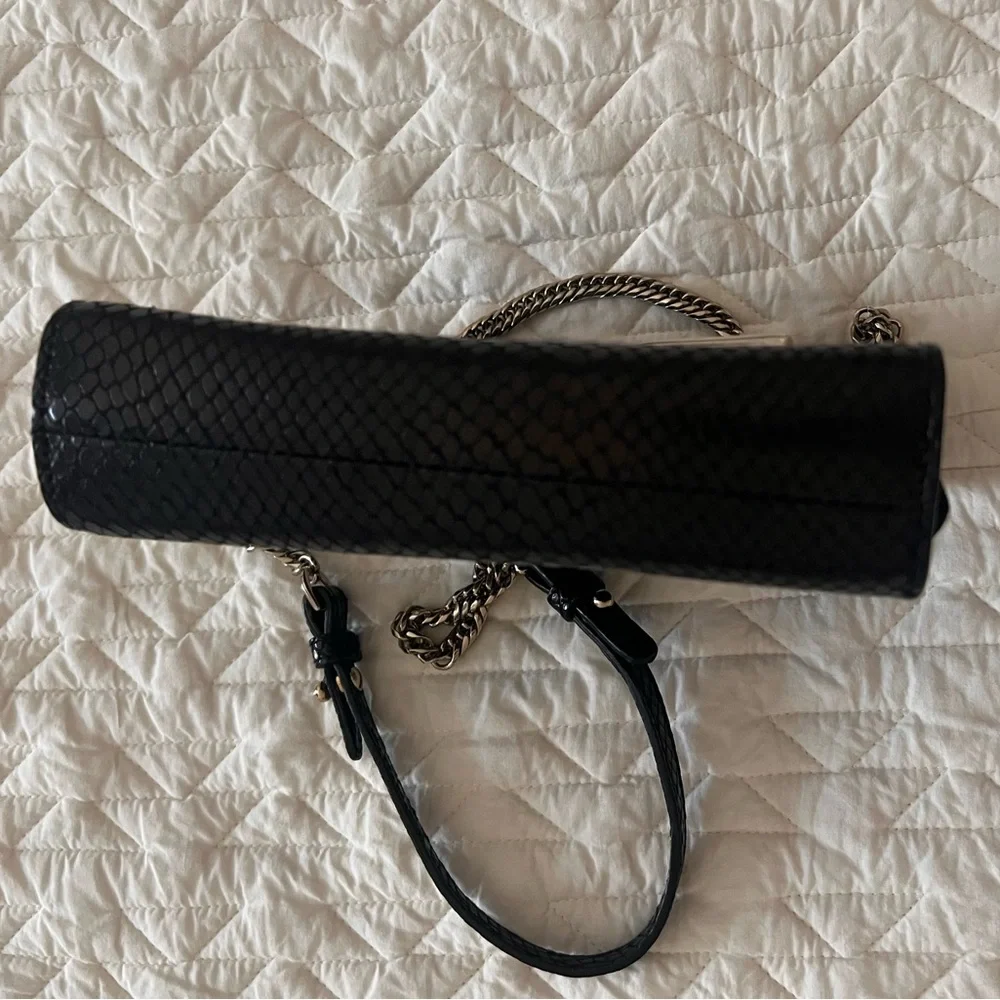 LK Bennett Kay Shoulder Bag - Black Snake with Metal strap & accents - Picture 4 of 4